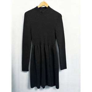 Rebecca Taylor Sweater Dress Fit Flare Mock Neck Merino Wool XL